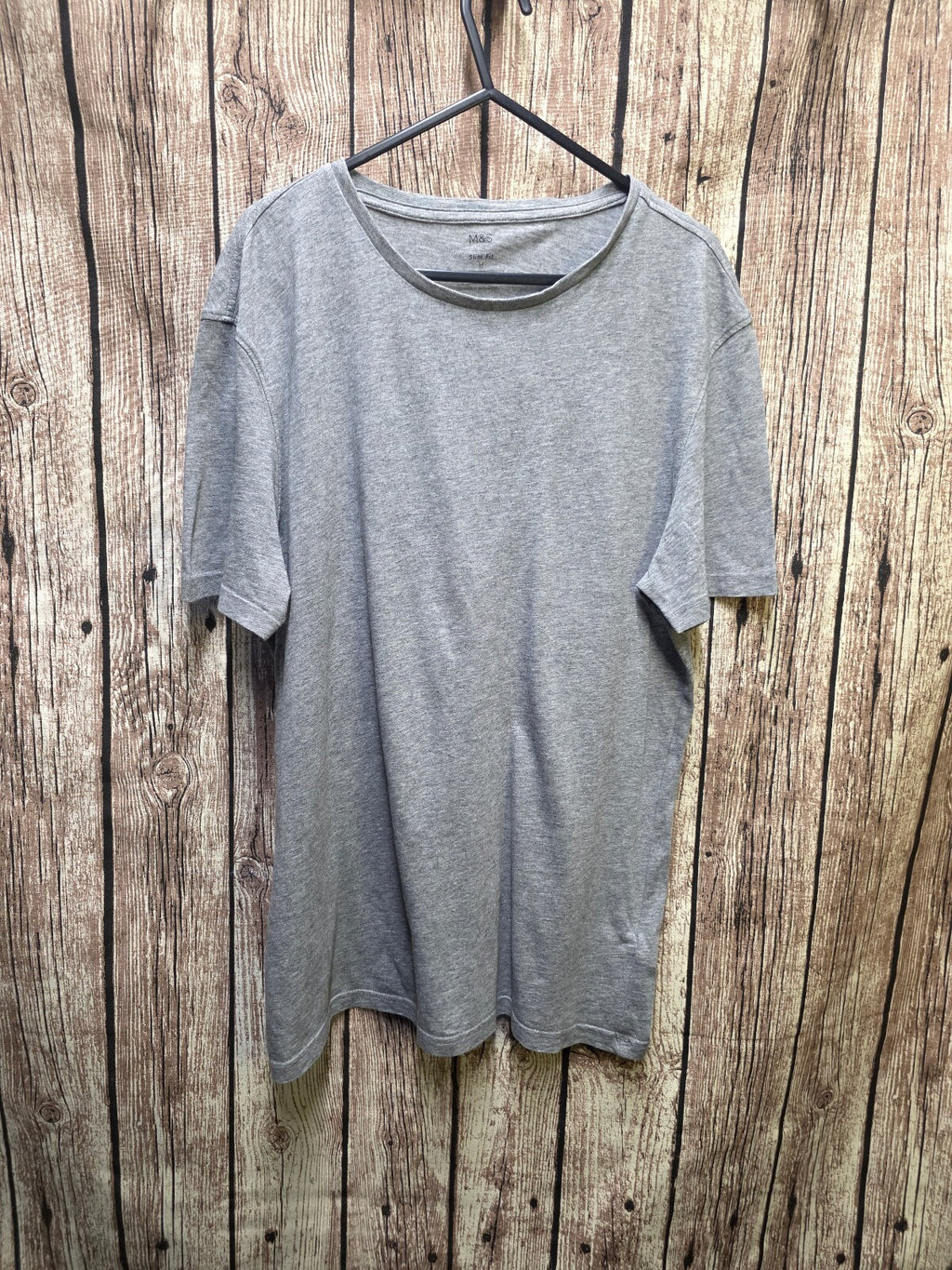 M&S Slim Fit Cotton T Shirt Grey Medium MX725