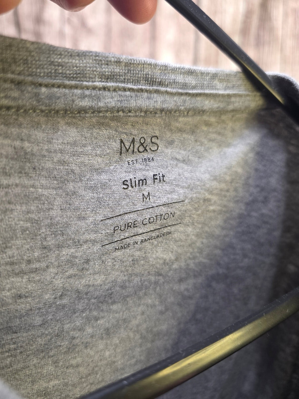 M&S Slim Fit Cotton T Shirt Grey Medium MX725
