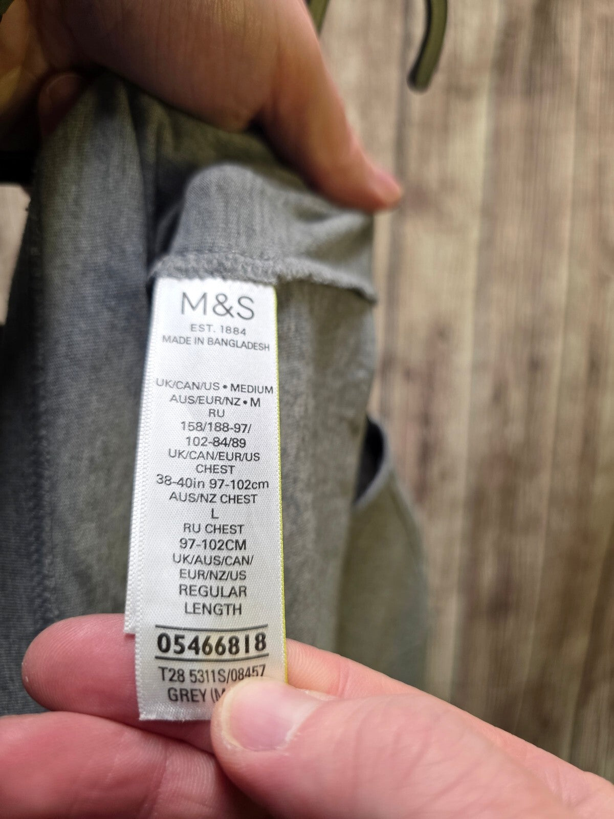 M&S Slim Fit Cotton T Shirt Grey Medium MX725