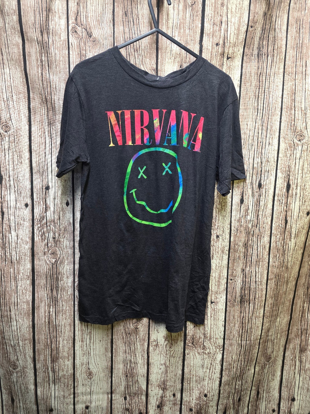 Nirvana Smiley Face Graphic T Shirt Black MX736