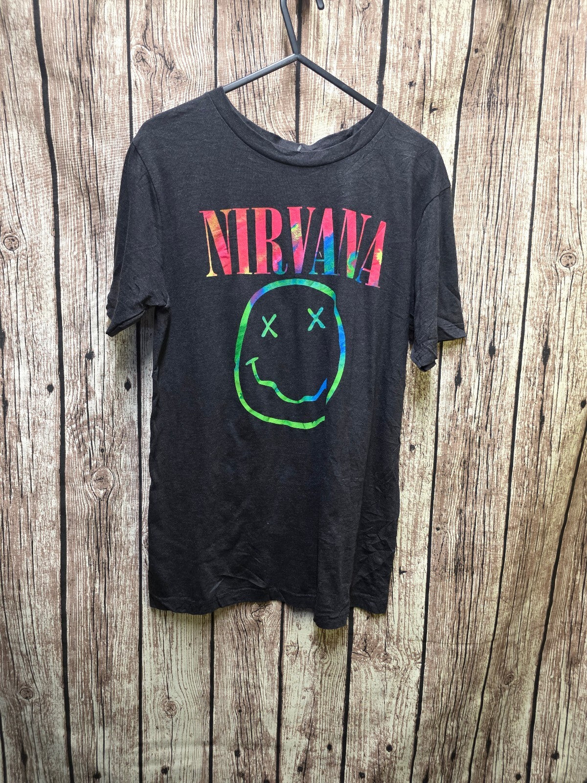 Nirvana Smiley Face Graphic T Shirt Black MX736