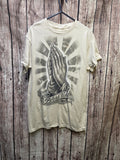 Praying Hands Graphic T Shirt Cream Size S MX749