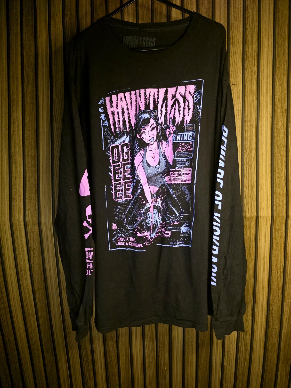 Hauntless Long Sleeve Graphic T-Shirt Black Size Large