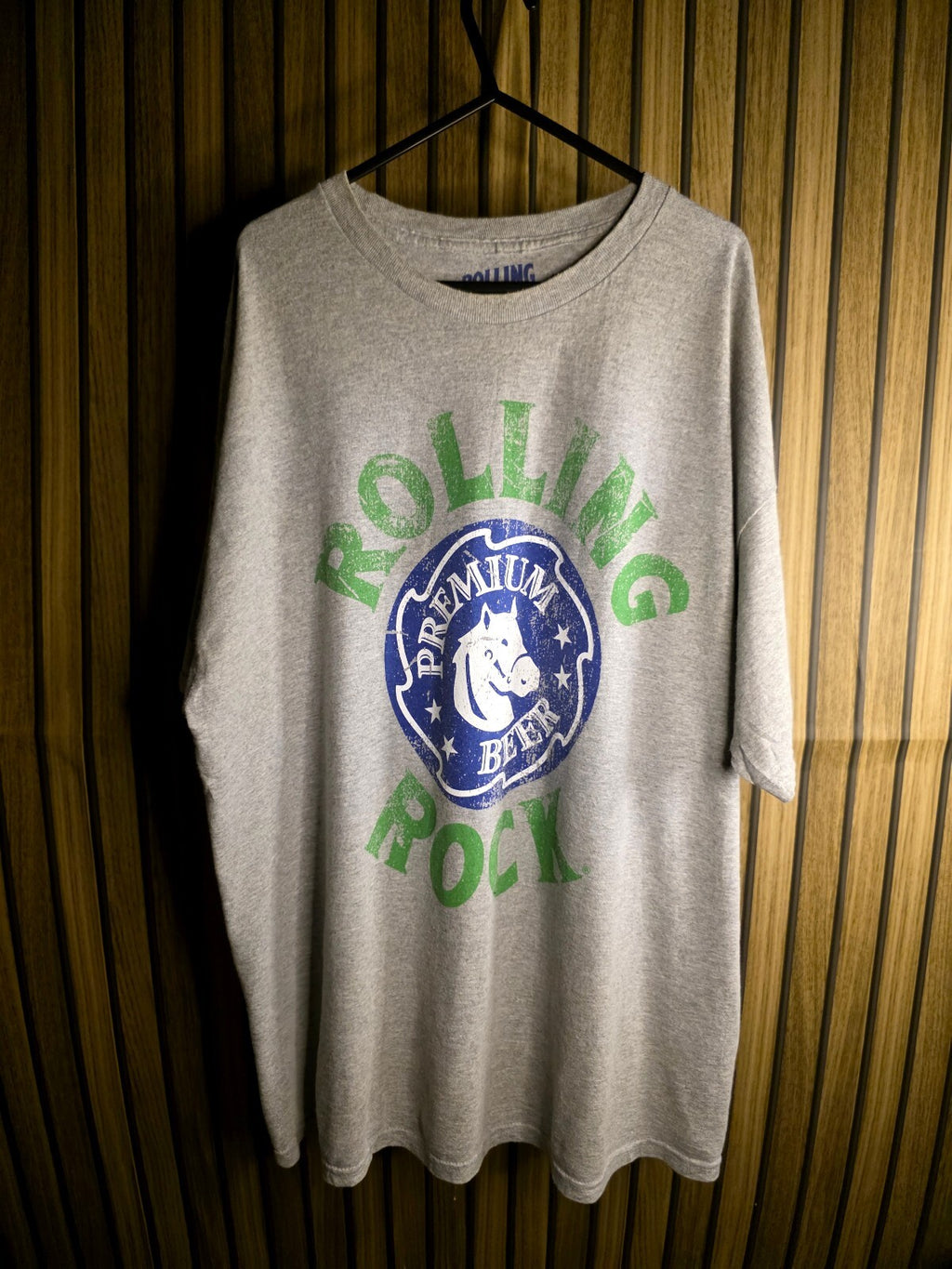 Rolling Rock Premium Beer Graphic T-Shirt Grey XL