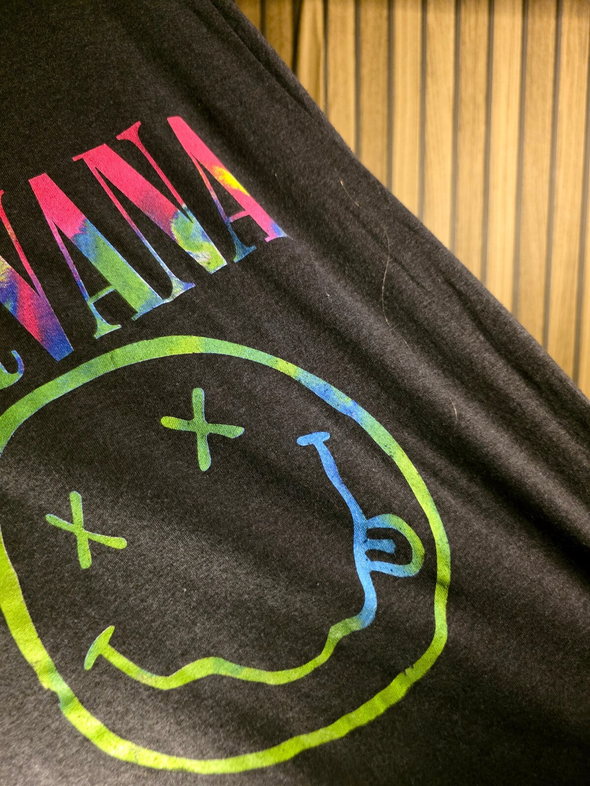 Nirvana Tie-Dye Logo Graphic Black T-Shirt Unisex Medium