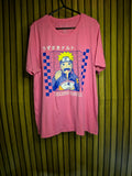 Naruto Shippuden Graphic T-shirt Pink Size XL Cracking Print