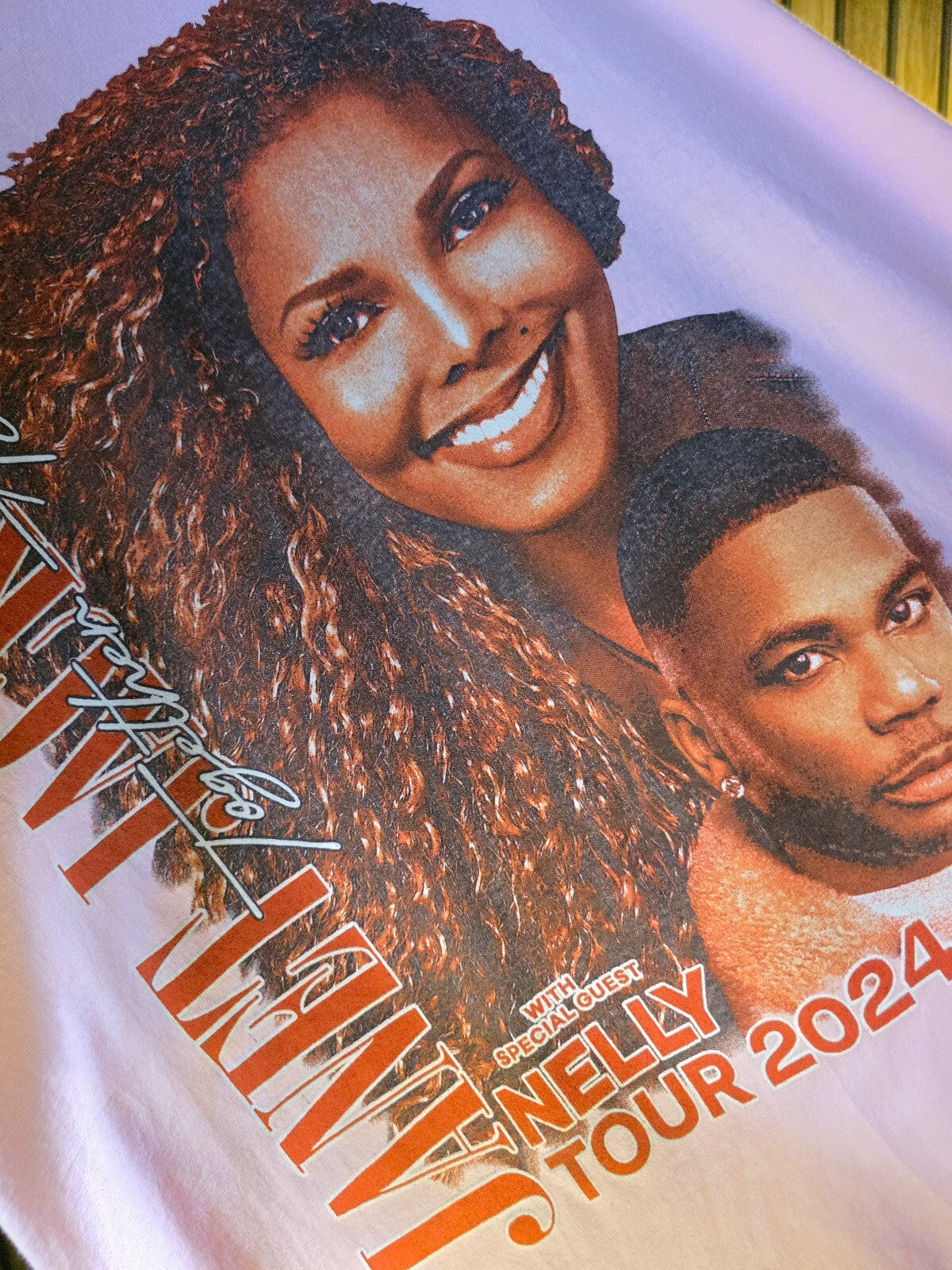 Janet Jackson Nelly Tour 2024 Graphic T-shirt Pink Unisex Size L