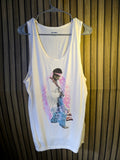 Old Navy Graphic Tank Top Jimi Hendrix Print White Medium