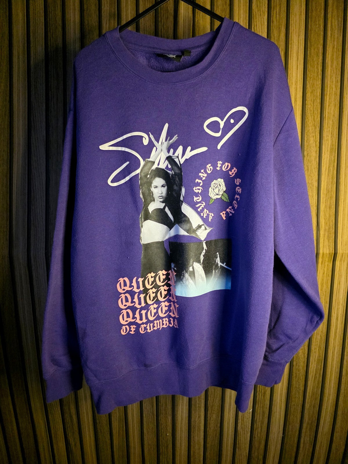 Selena Graphic Sweatshirt Purple L/XL Queen of Cumbia