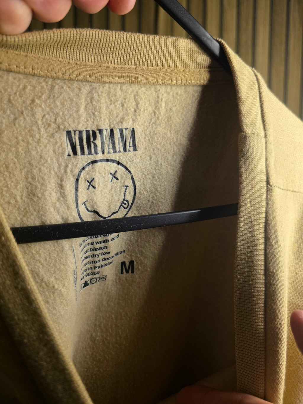 Nirvana Sweatshirt Smiley Face Graphic Beige Medium