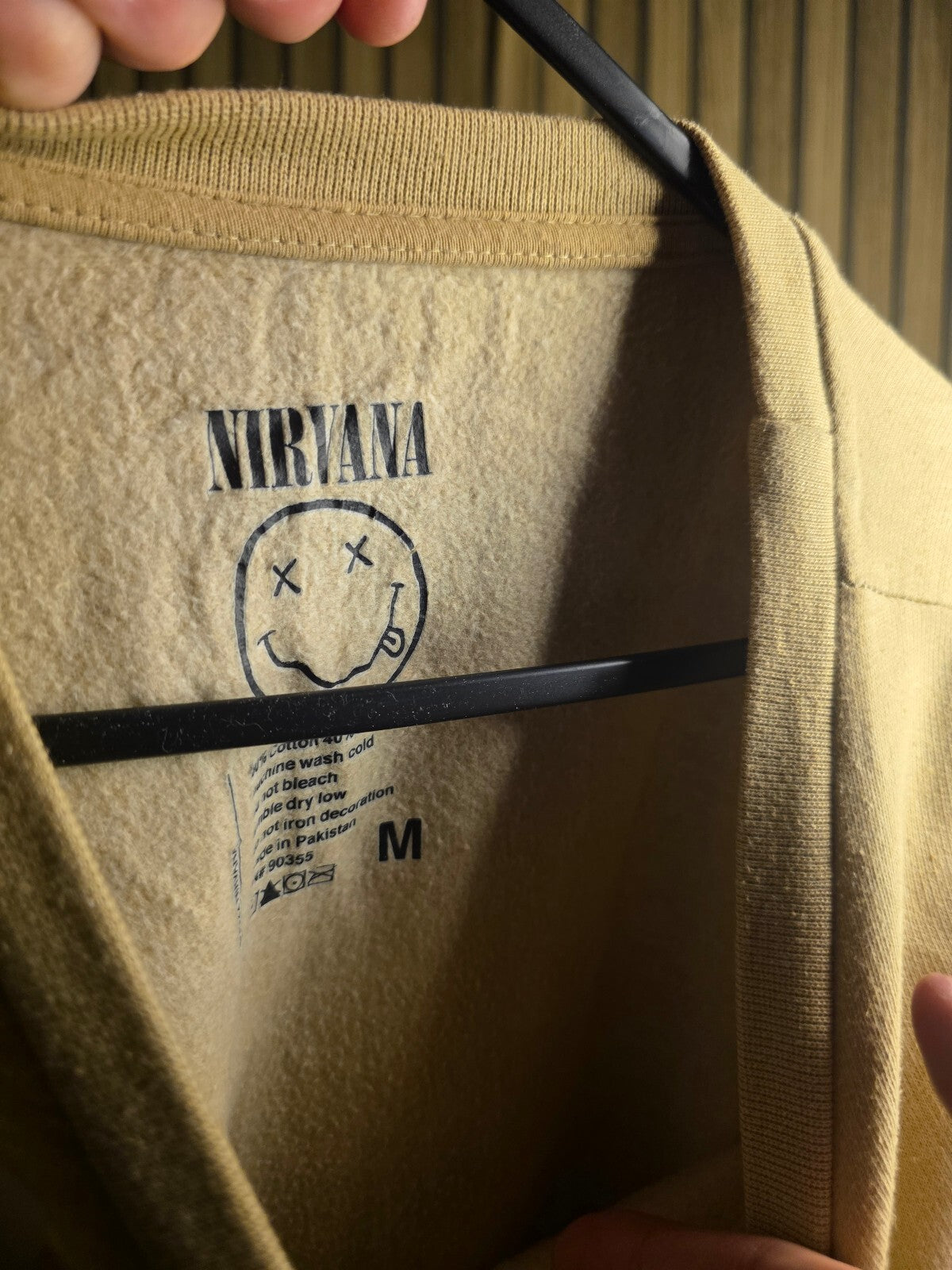 Nirvana Sweatshirt Smiley Face Graphic Beige Medium