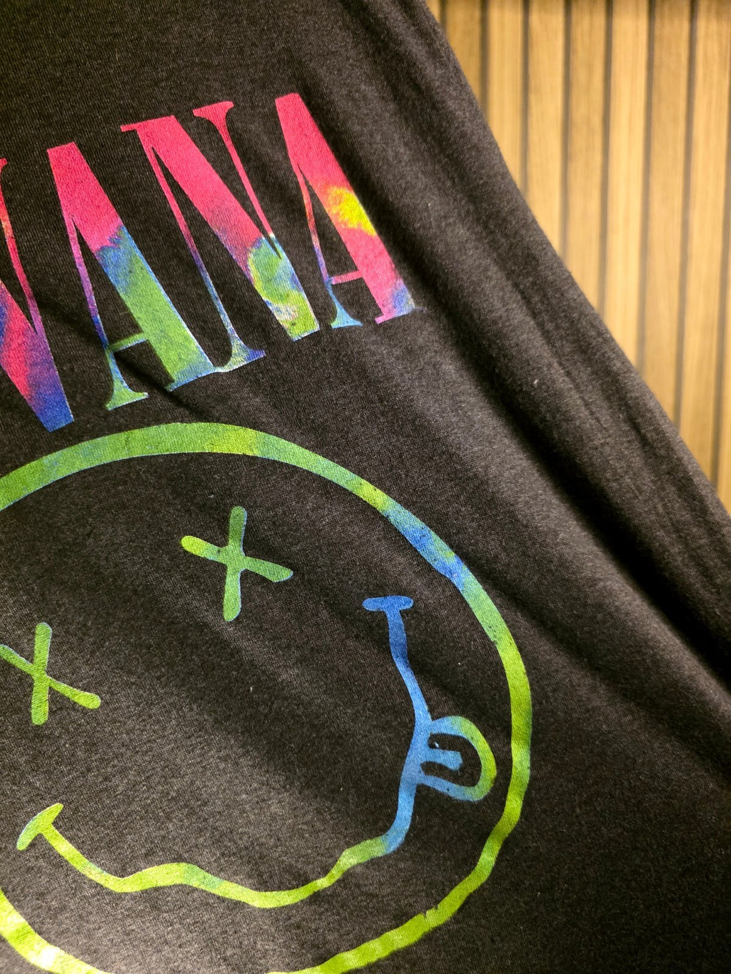Nirvana Tie-Dye Logo Graphic Black T-Shirt Unisex Medium