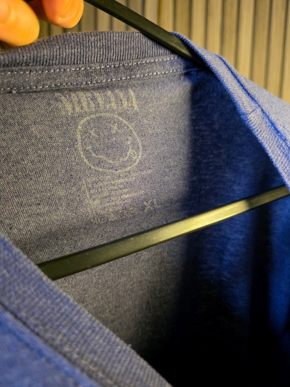 Nirvana Band T-Shirt Yellow Smiley Face Graphic Blue XL