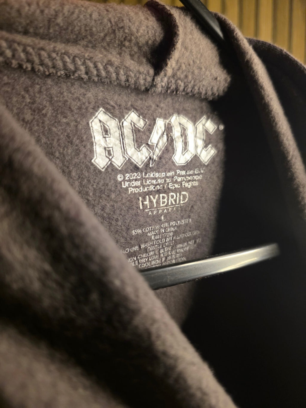 AC/DC Zip-Up Hoodie with Logo and Sleeve Print Black Size Large