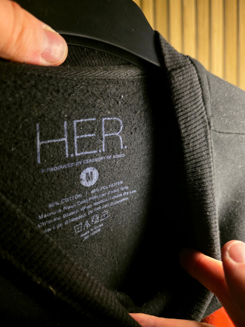 HER Black Sweatshirt with Sunglasses Graphic Print Black Size Regular M