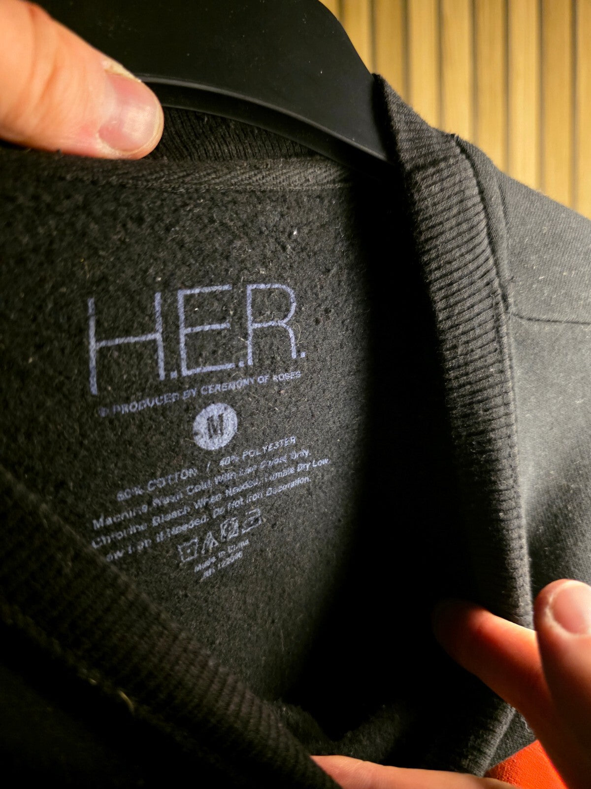 HER Black Sweatshirt with Sunglasses Graphic Print Black Size Regular M