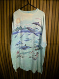 Vintage 1996 Liquid Blue Dolphin Graphic T-Shirt Blue Large