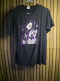 Demon Slayer Black Anime Graphic T-Shirt Purple White Butterflies Size S