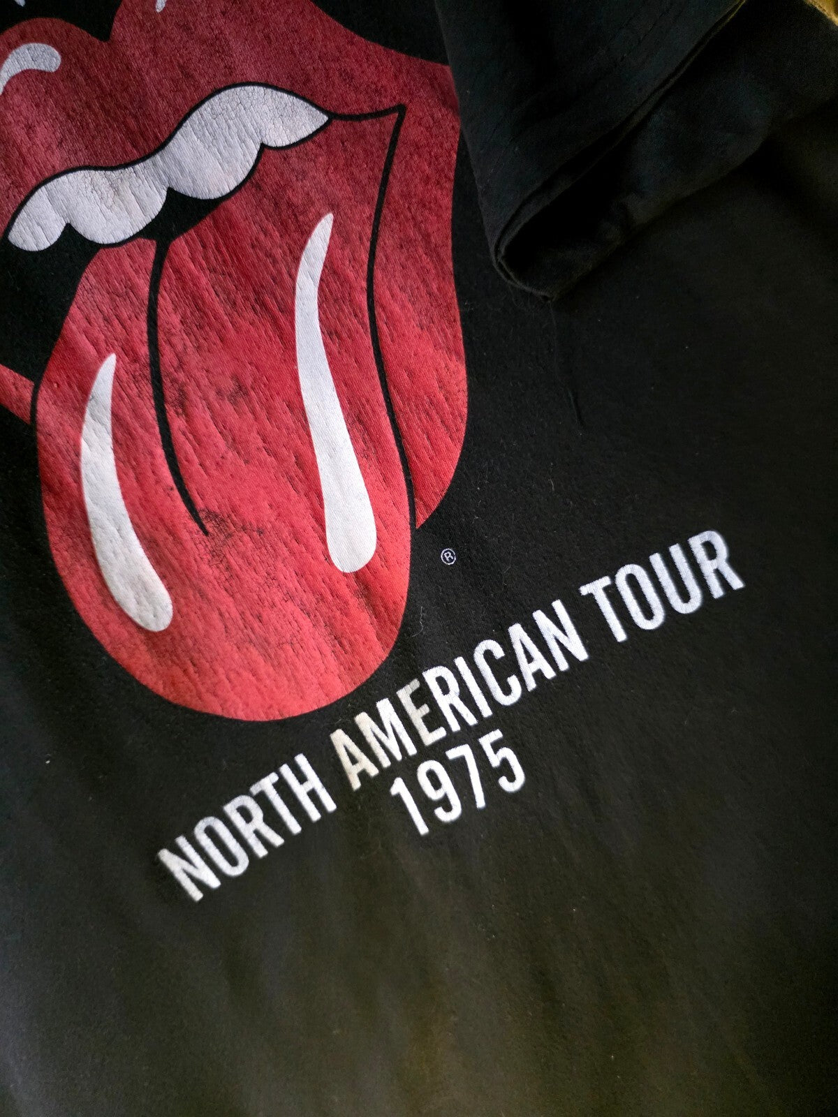 The Rolling Stones North American Tour 1975 Graphic T-Shirt Black XL