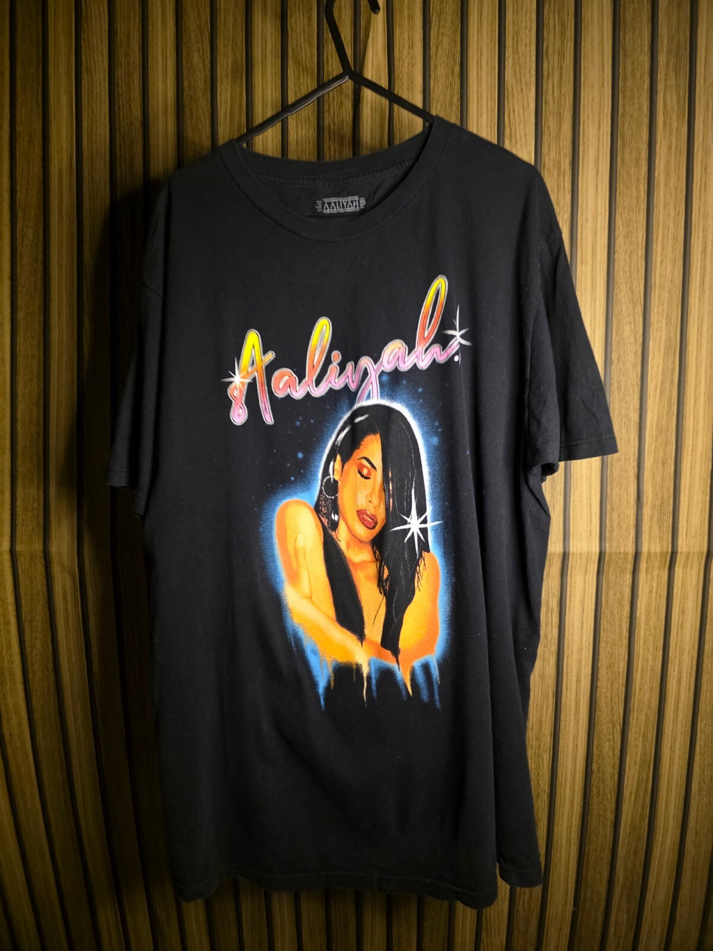 Aaliyah Graphic Black T-shirt Size L/G Cotton
