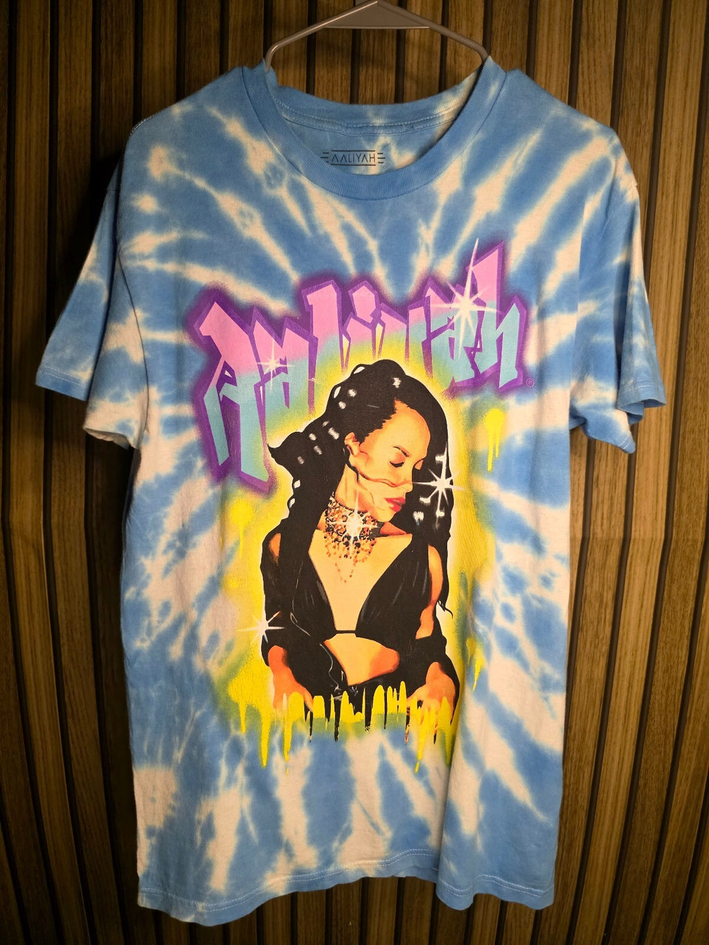 Aaliyah Tie-Dye Graphic T-Shirt Blue White Medium