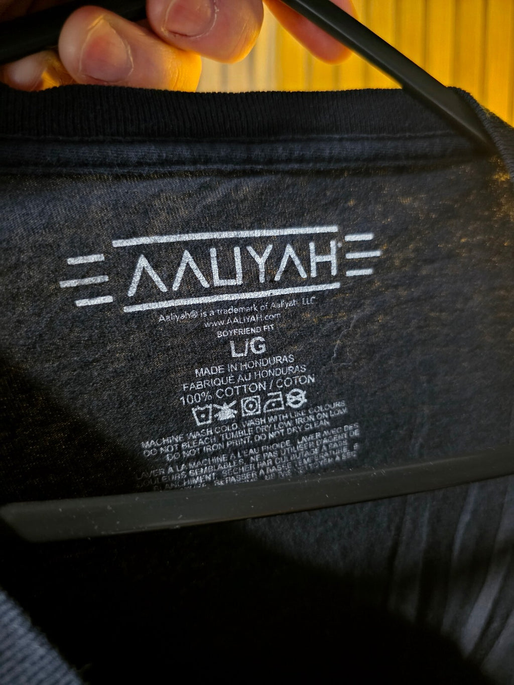 Aaliyah Graphic T-Shirt Black Cotton Large