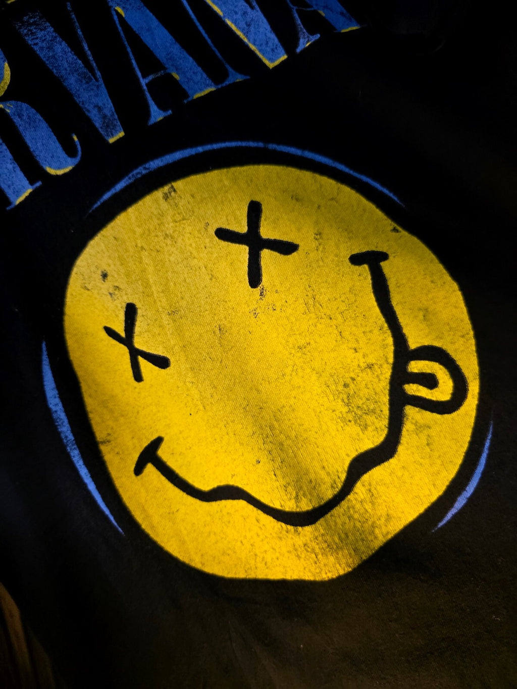 Nirvana Smiley Face Graphic T-shirt Black Small