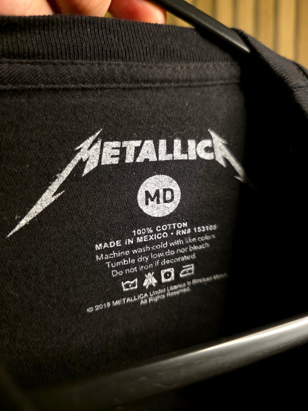Metallica Band T-Shirt Black Medium 2015 Tour Cotton