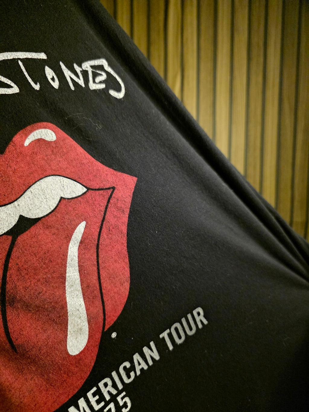 The Rolling Stones North American Tour 1975 Black Cotton T-Shirt Size L