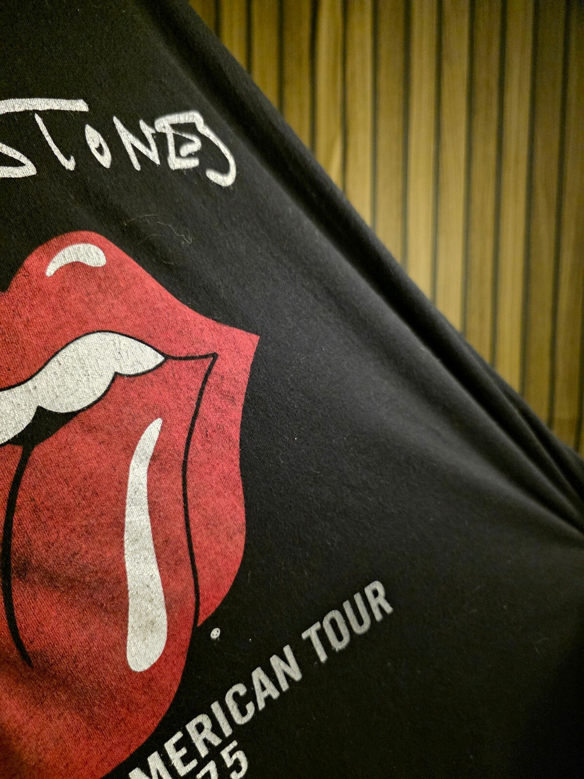 The Rolling Stones North American Tour 1975 Black Cotton T-Shirt Size L
