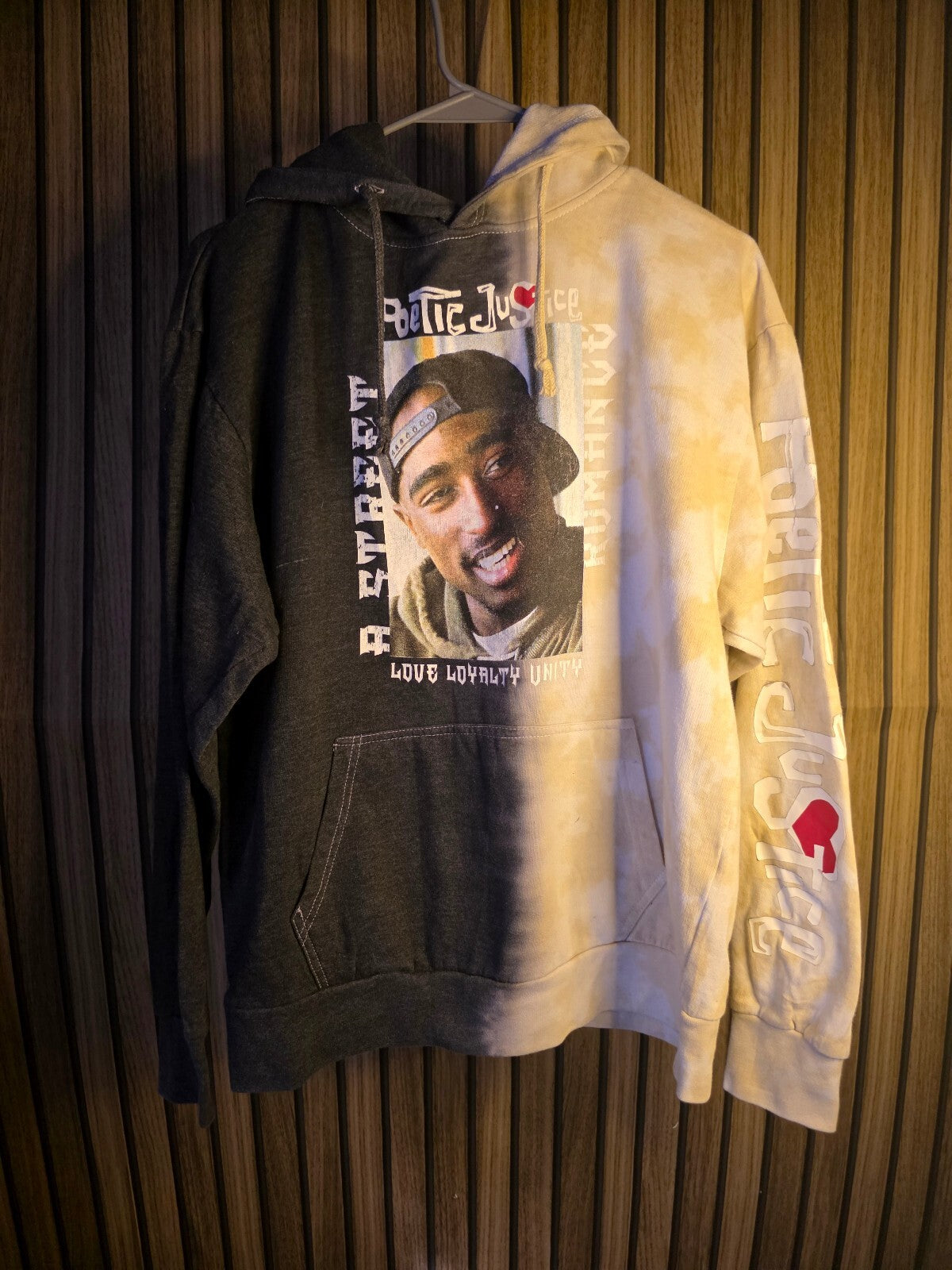 Chemistry Tupac Shakur Split Tone Hoodie Black Beige Medium