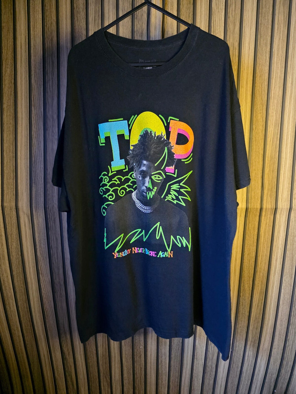 Never Broke Again Top Dawg Entertainment YG T-Shirt Neon Graphic Black XL