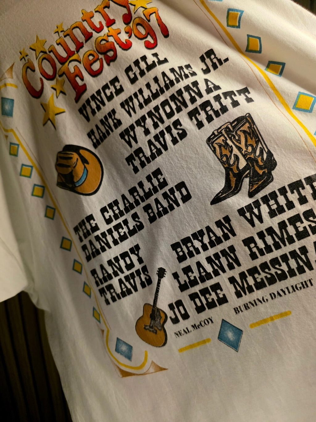 RARE Vintage Liquid Blue Country Fest 1997 Texas Music Event White T-Shirt XL
