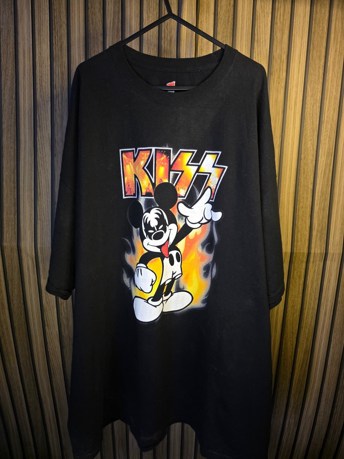 Hanes KISS Mickey Mouse Graphic Black T-Shirt 3XL