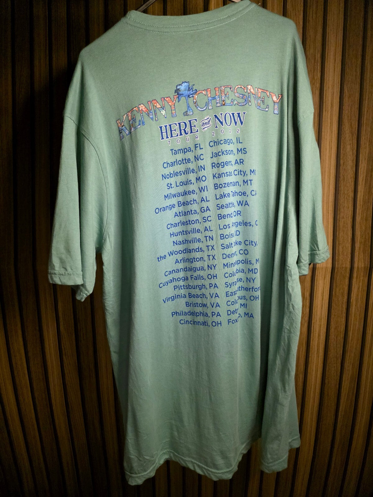 Kenny Chesney Here and Now Tour 2022 Graphic T-Shirt Green Large