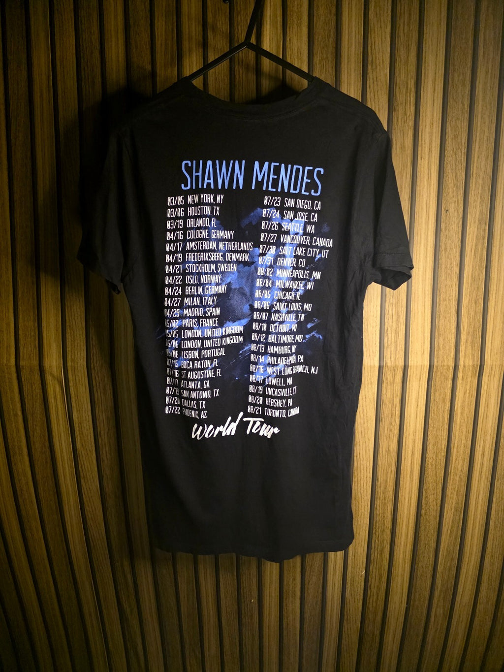 Shawn Mendes World Tour Black Graphic T-Shirt Size S