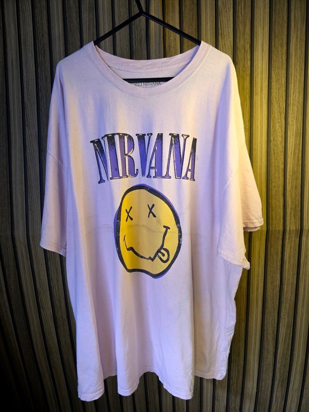 Nirvana T-Shirt Smiley Face Graphic Pink XL