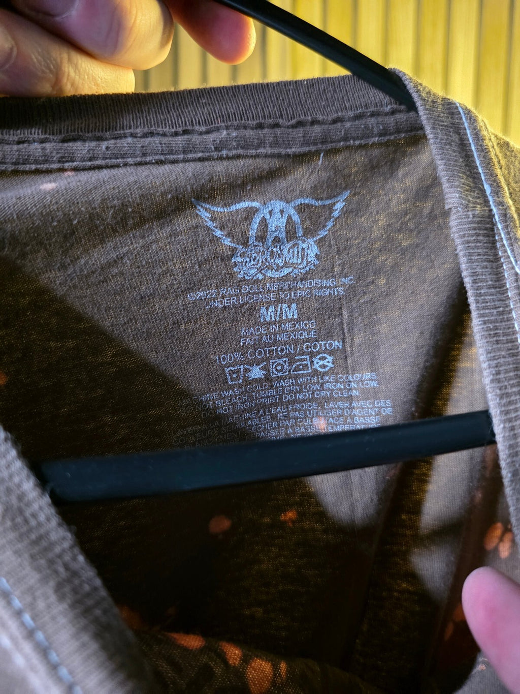 Aerosmith Tour 1977 Graphic T-Shirt Bleach Effect Brown Size M