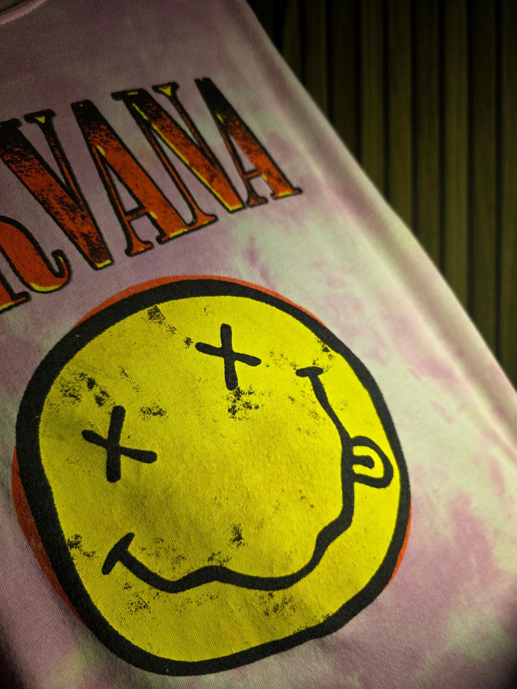 Nirvana Smiley Face Tie-Dye T-Shirt Pink Size S