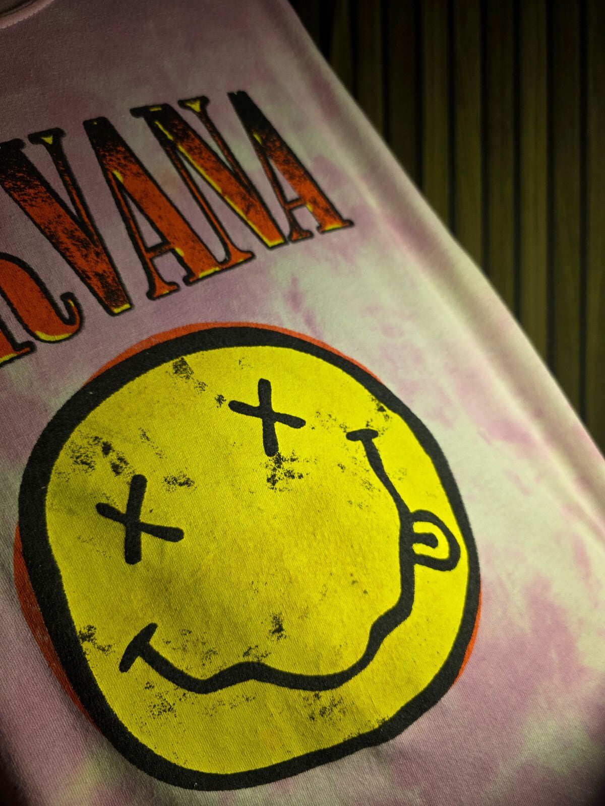 Nirvana Smiley Face Tie-Dye T-Shirt Pink Size S
