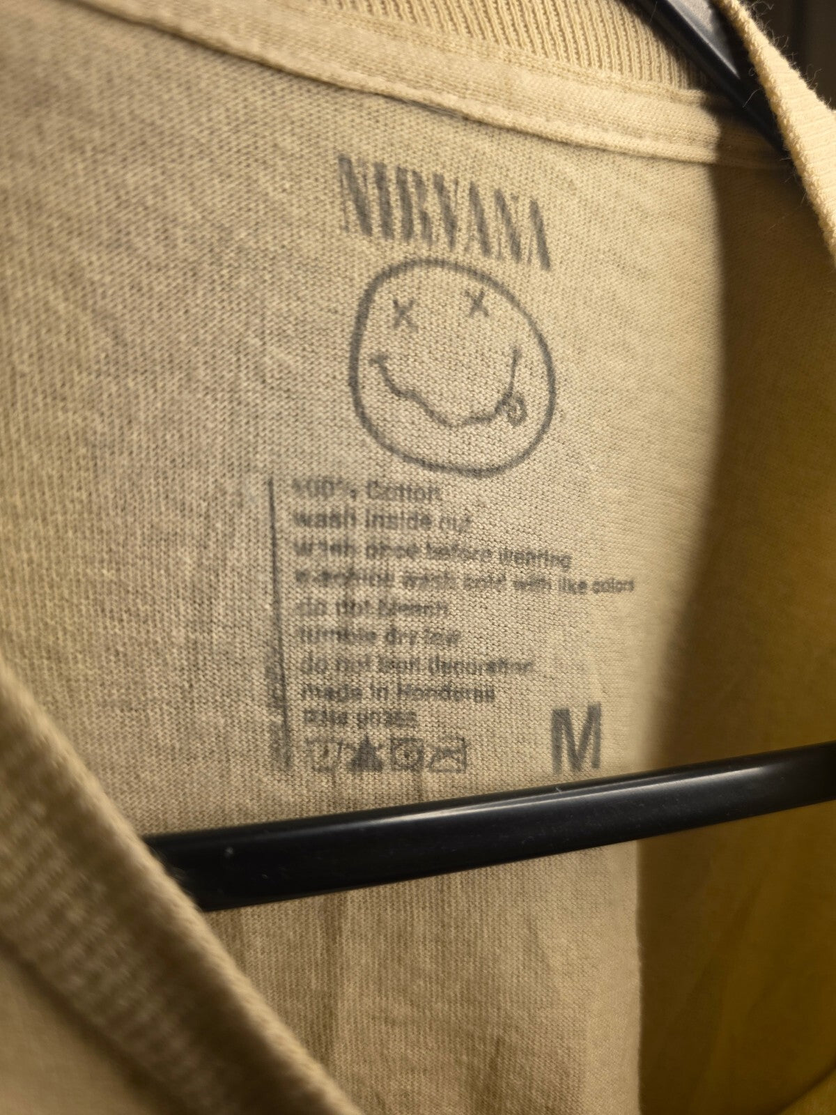 Nirvana Smiley Face Graphic T-Shirt Beige Medium