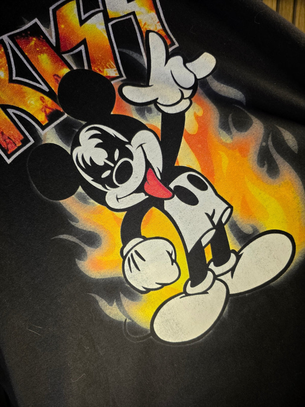 Hanes KISS Mickey Mouse Graphic Black T-Shirt 3XL