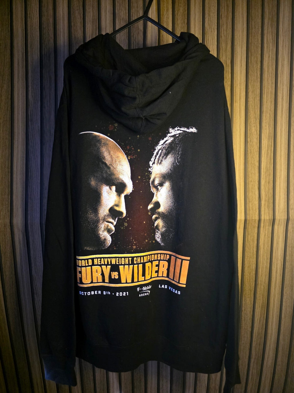 Fury vs Wilder III Black Zip-Up Hoodie Graphic Print Large