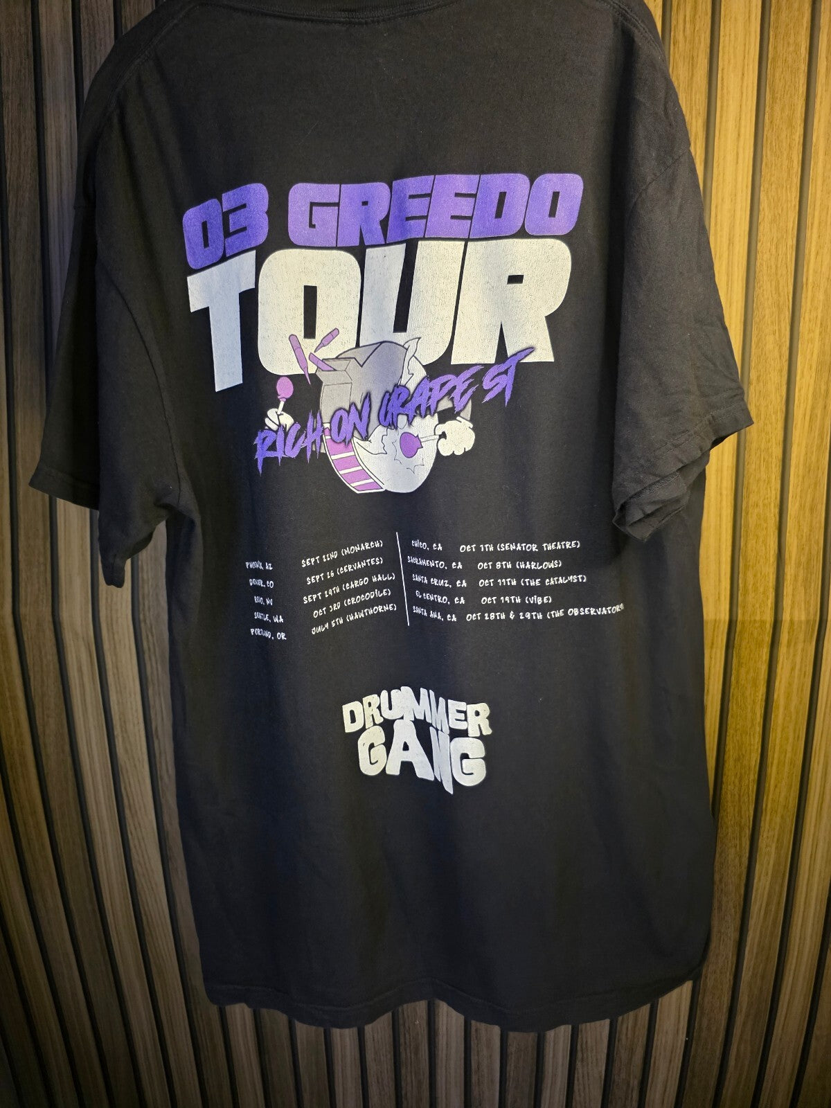 03 Greedo Drummer Gang Tour Graphic T-Shirt Black Large
