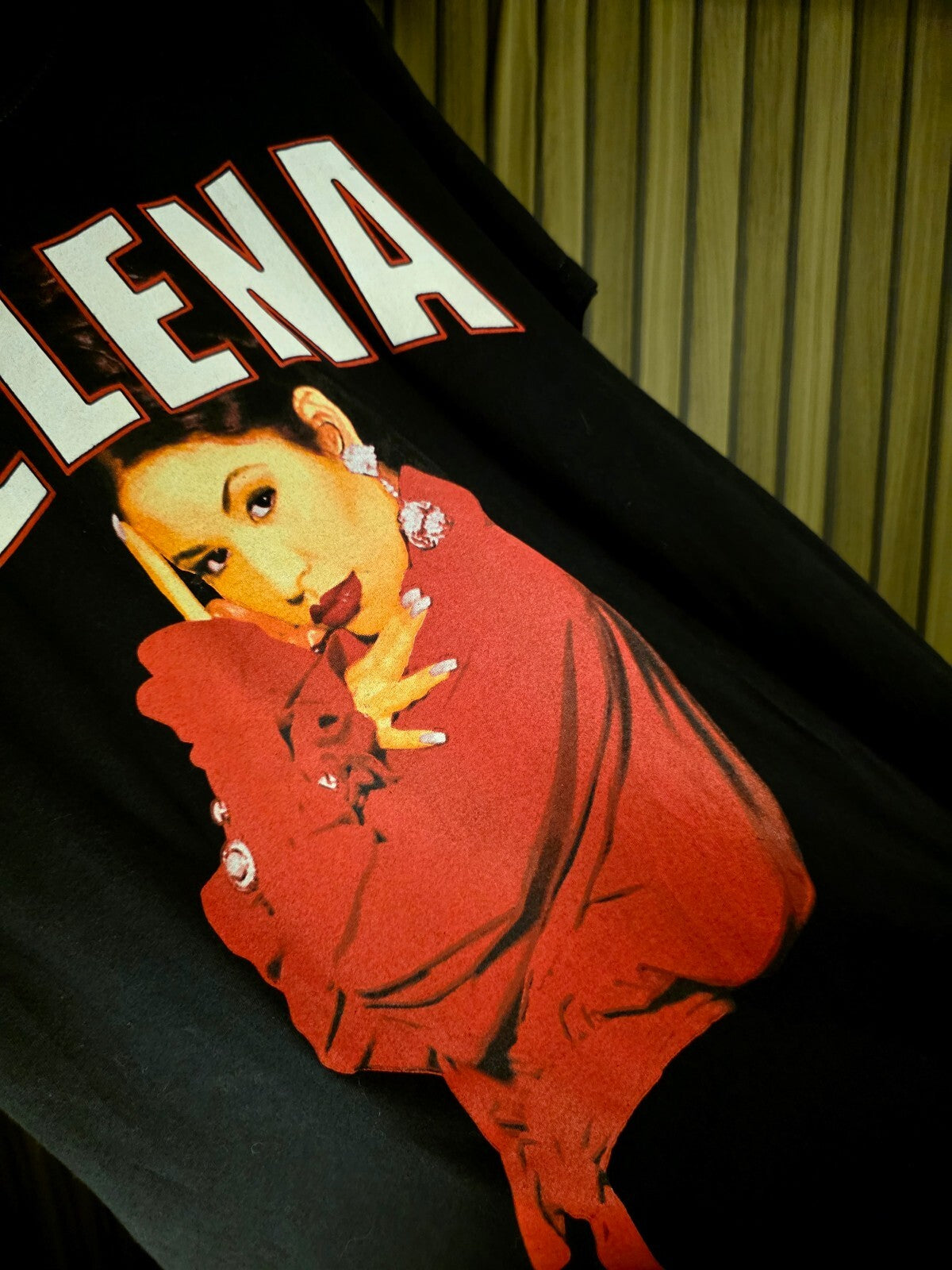 Official Selena Black Graphic T-Shirt Featuring Selena Portrait Size S