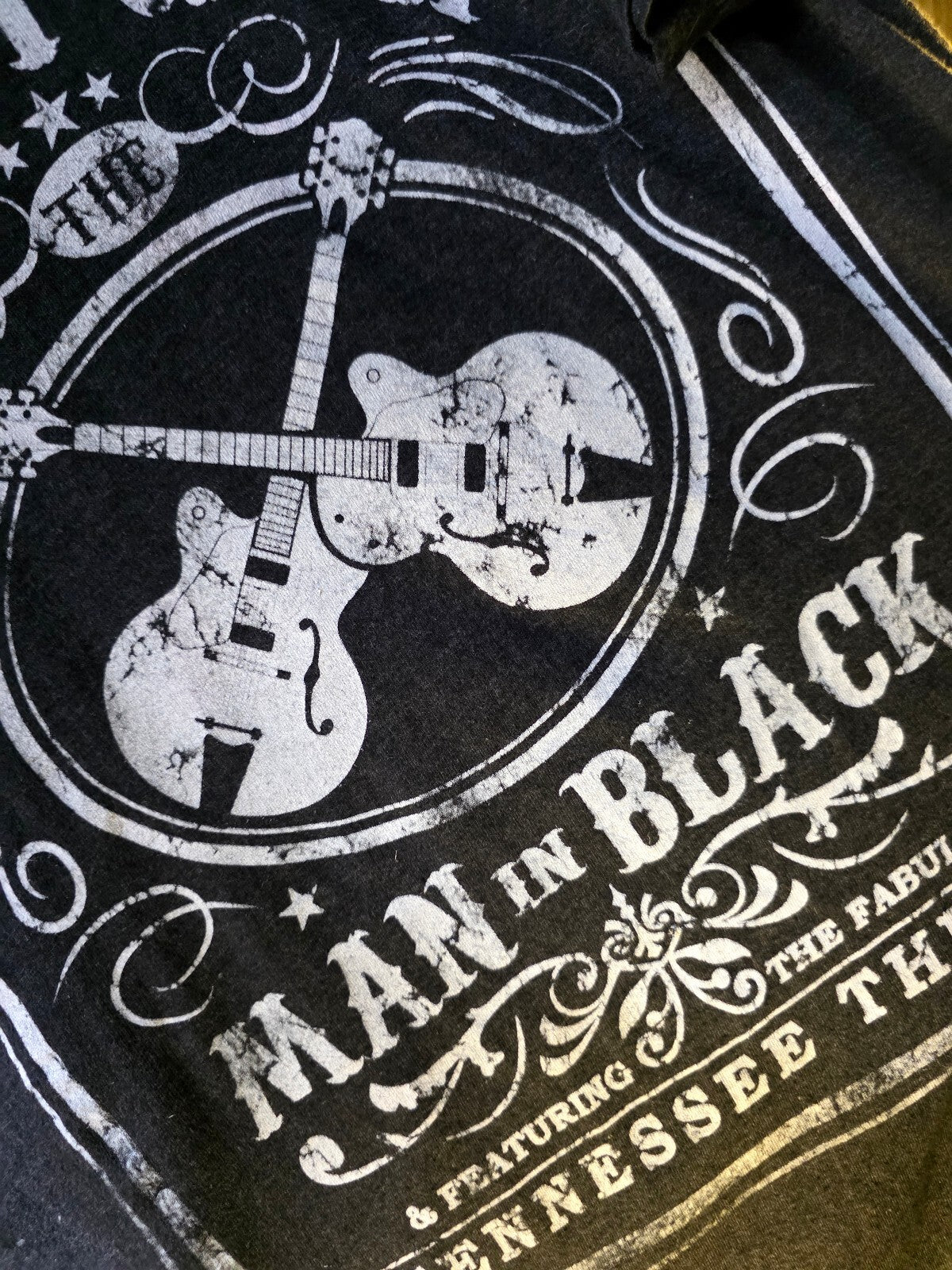 Johnny Cash Man in Black Graphic T-shirt Black Medium