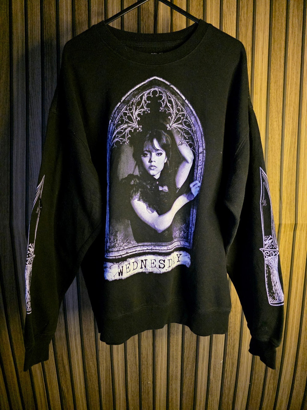 Wednesday Sweatshirt Gothic Portrait Knife Graphic Black Medium