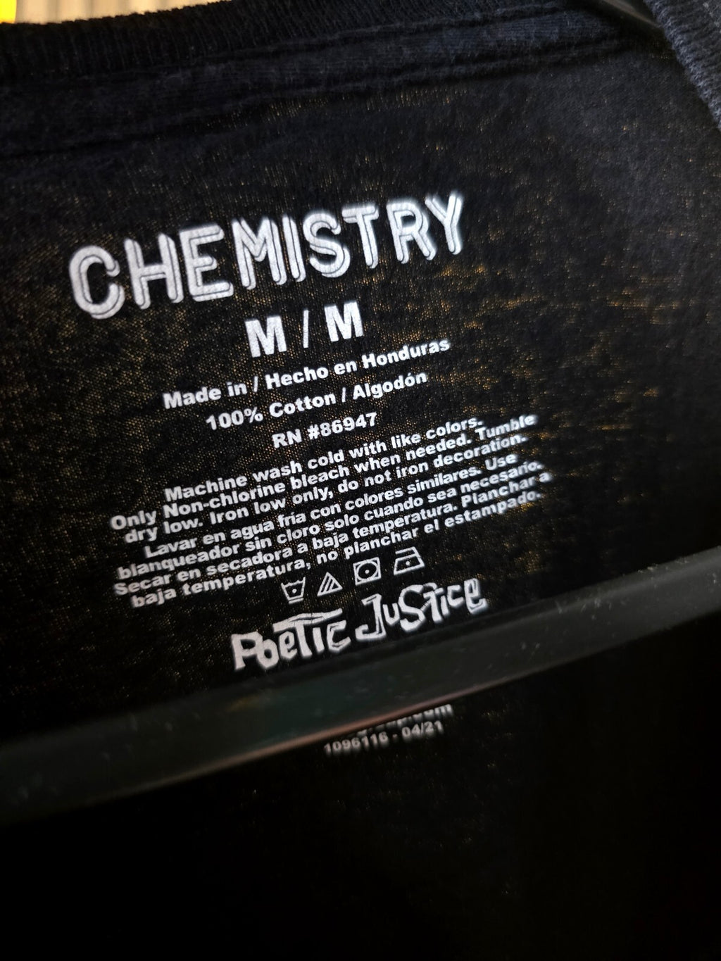 Chemistry Poetic Justice Tupac Graphic Black T-Shirt Medium