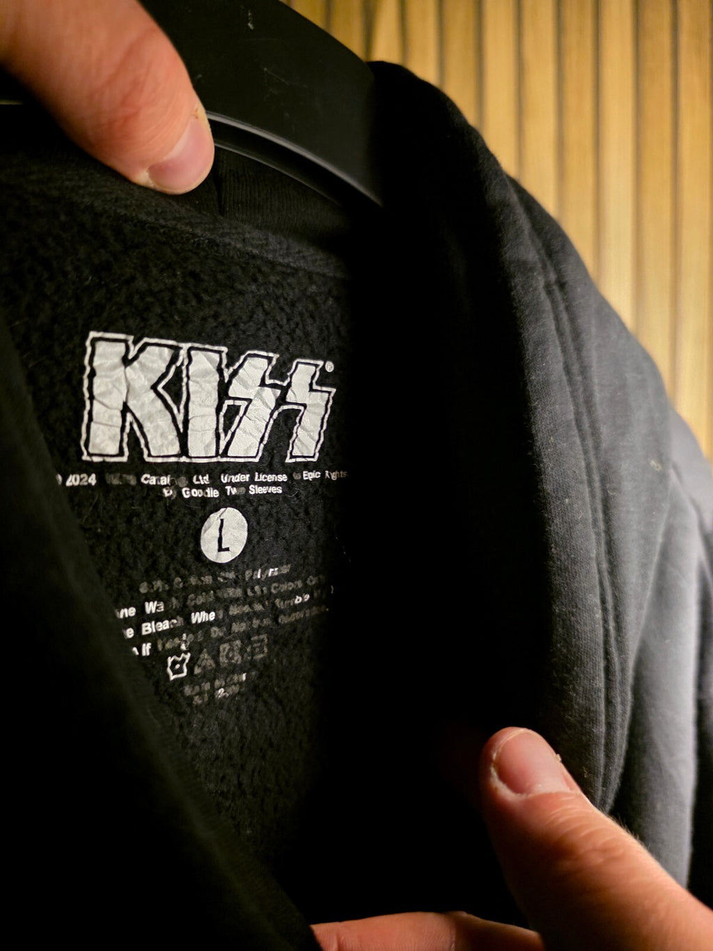 KISS Band Hoodie Black Skull Faces Graphic Size L