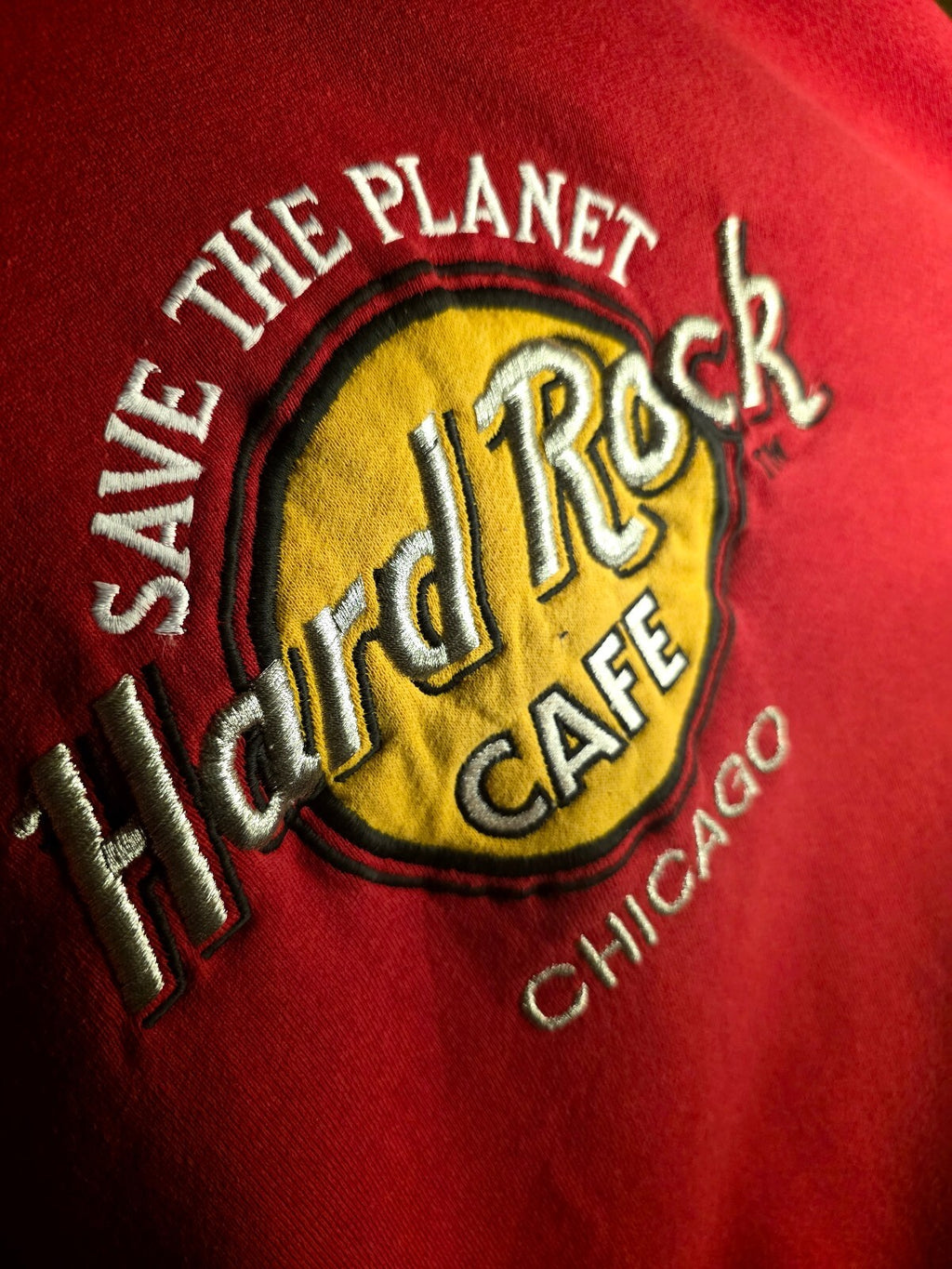 Vintage 90's Jerzees Hard Rock Cafe Chicago Sweatshirt Red XL